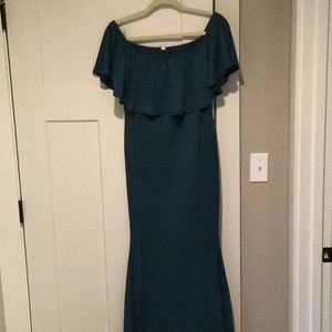Pinkblush maternity off shoulder dress size M teal